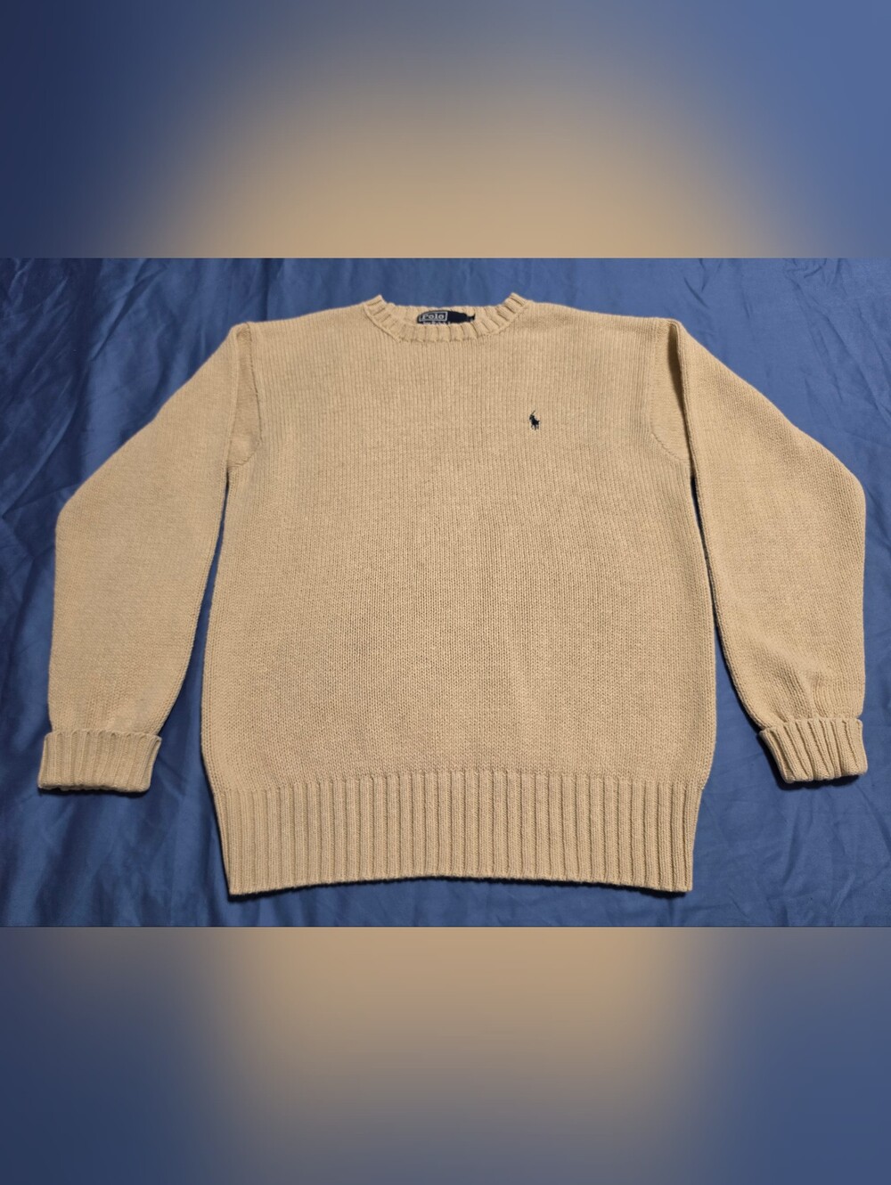 Polo Ralph Lauren Kids Classic Cotton Knit Sweater Khaki Sz 10/12 Or Sm Youth